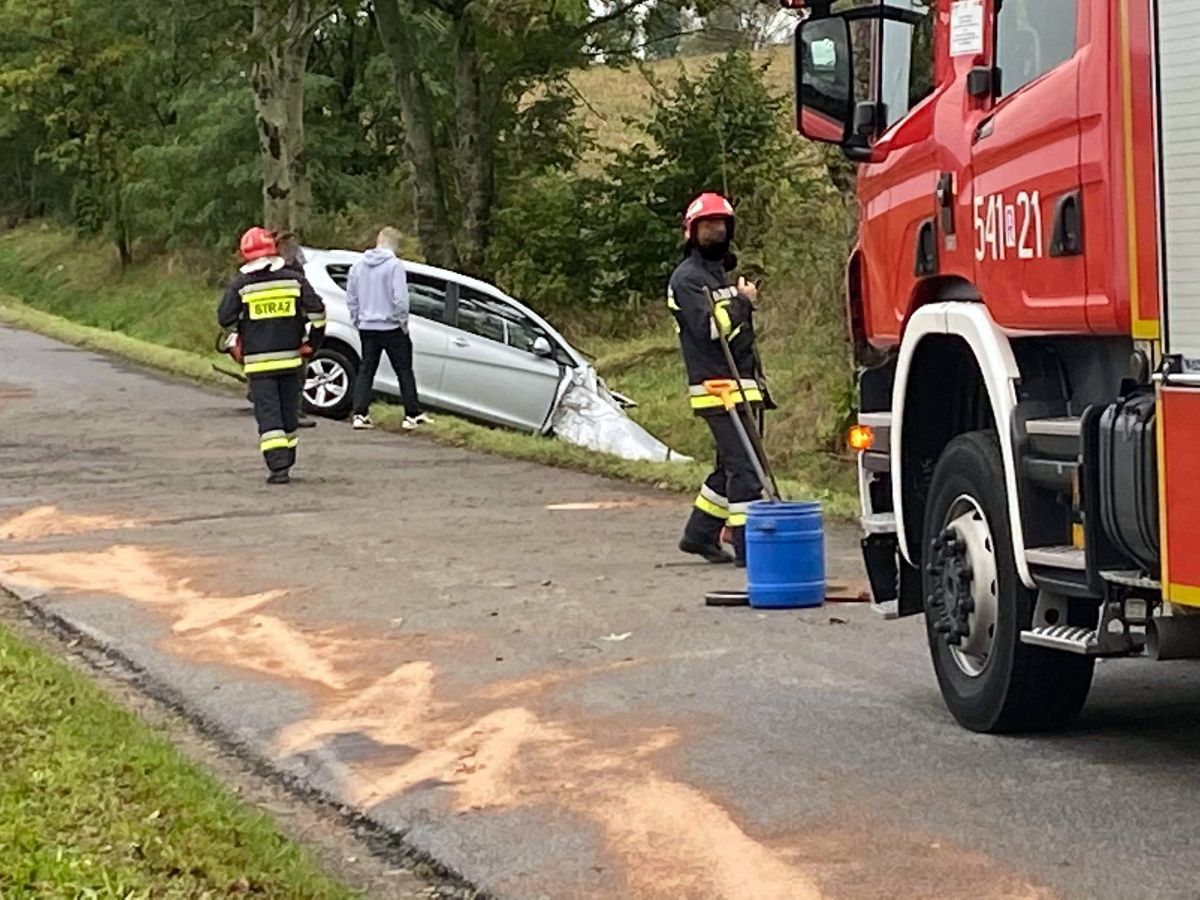 Strachocina: Stracił panowanie nad pojazdem i zjechał do rowu [FOTO+VIDEO] - Zdjęcie główne