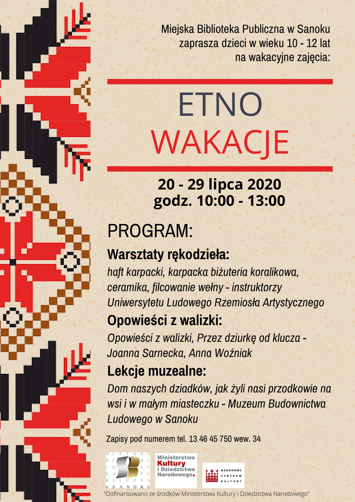Sanok: Miejska Biblioteka Publiczna zaprasza na „Etno wakacje” - Zdjęcie główne