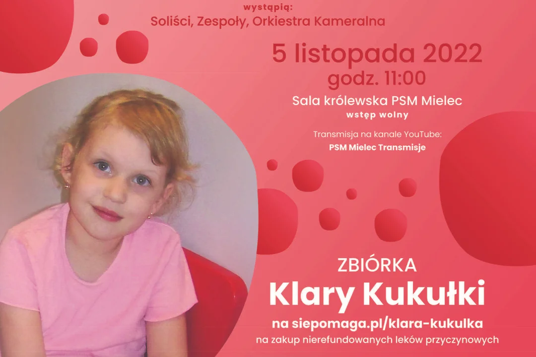 Koncert charytatywny dla chorej Klary w PSM Mielec [ZAPOWIEDŹ, PLAKAT] - Zdjęcie główne