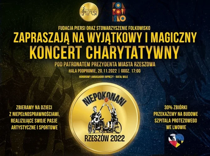 Koncert charytatywny NIEPOKONANI RZESZÓW 2022. Bilety jeszcze dostępne! [ZAPOWIEDŹ] - Zdjęcie główne