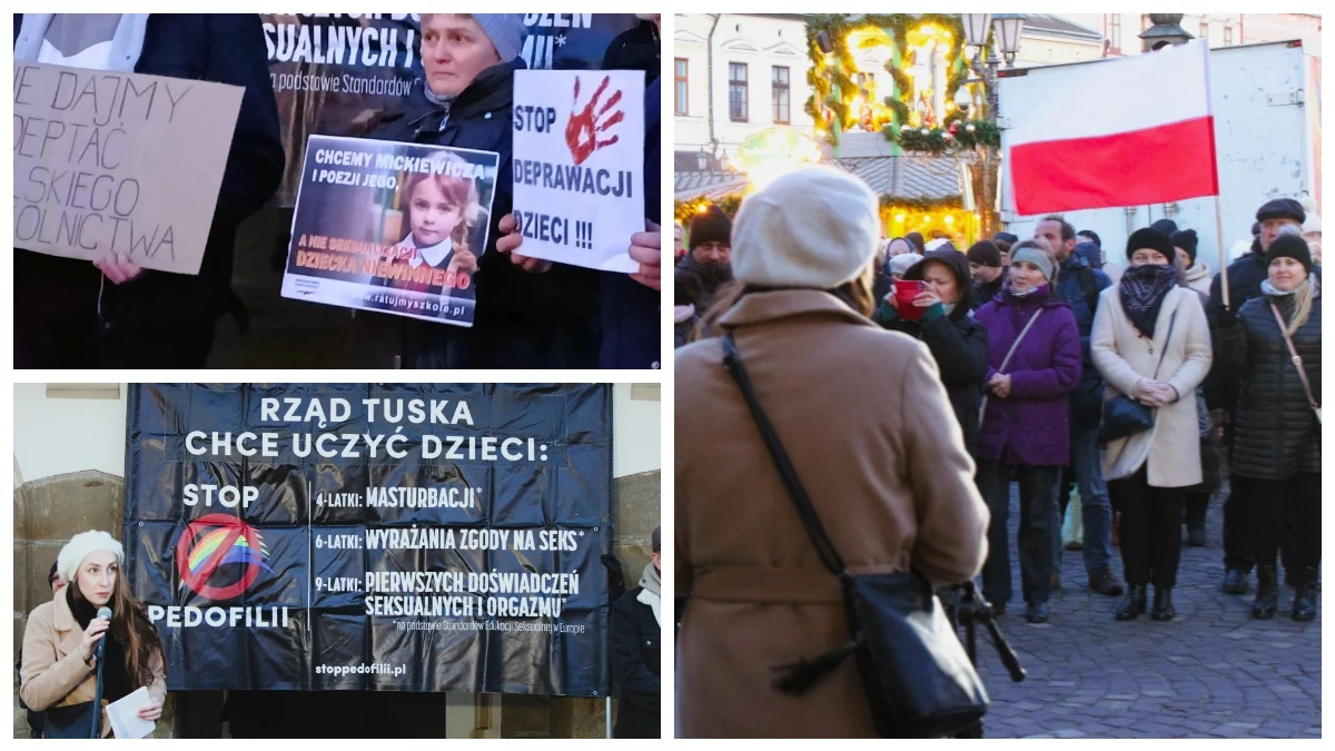 Protest pod ratuszem przeciwko Barbarze Nowackiej. "Ręce precz od naszych dzieci" [ZDJĘCIA] - Zdjęcie główne