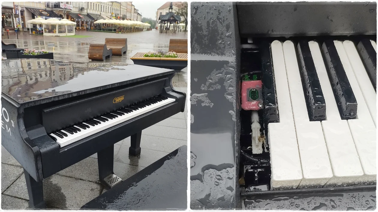 Ponownie uszkodzony fortepian na rynku w Rzeszowie wciąż czeka na naprawę. Czy to niekończąca się historia? [ZDJĘCIA] - Zdjęcie główne