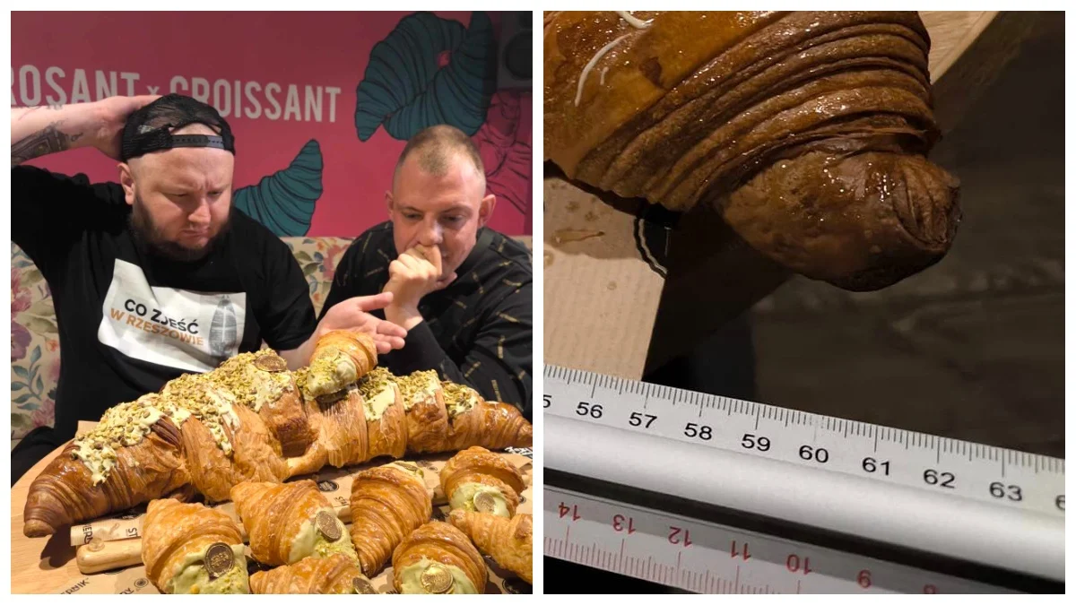 Największy croissant w Polsce powstał w Rzeszowie! Zmierzyli się z nim Maciej i Tomek [WIDEO] - Zdjęcie główne