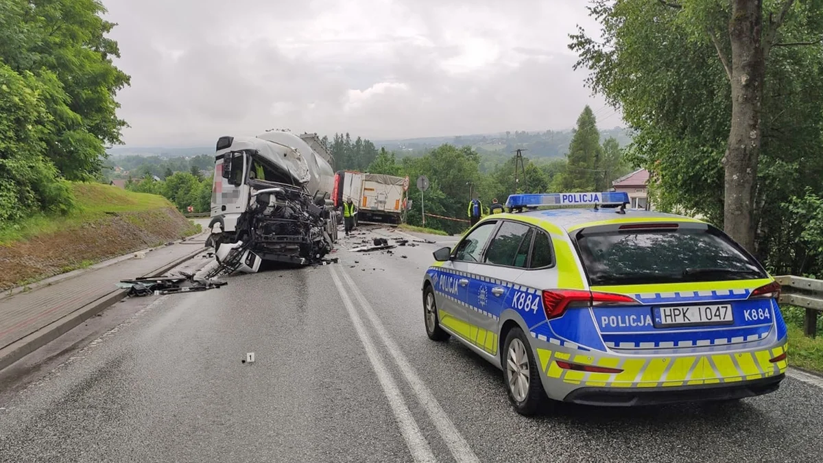 Wypadek w Zarzeczu. Zderzyły się dwie ciężarówki [ZDJĘCIA] - Zdjęcie główne