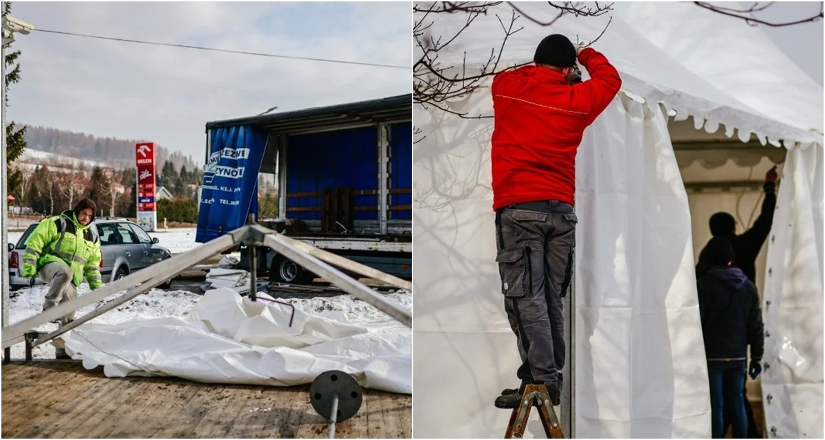 Grupa Orlen postawiła w Ustrzykach Dolnych ogrzewany namiot dla uchodźców - Zdjęcie główne