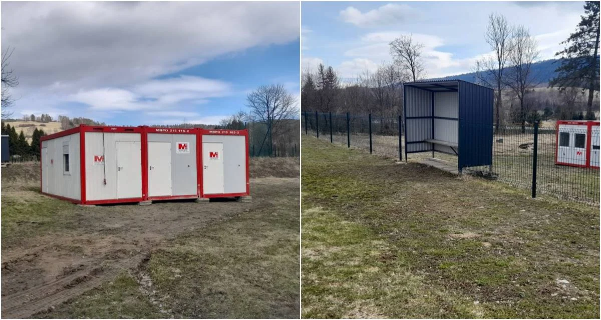 Stadion w Ustjanowej Górnej wyposażono w kontenery szatniowe dla piłkarzy i sędziów. Umożliwi to w pełni korzystanie z tego obiektu - Zdjęcie główne