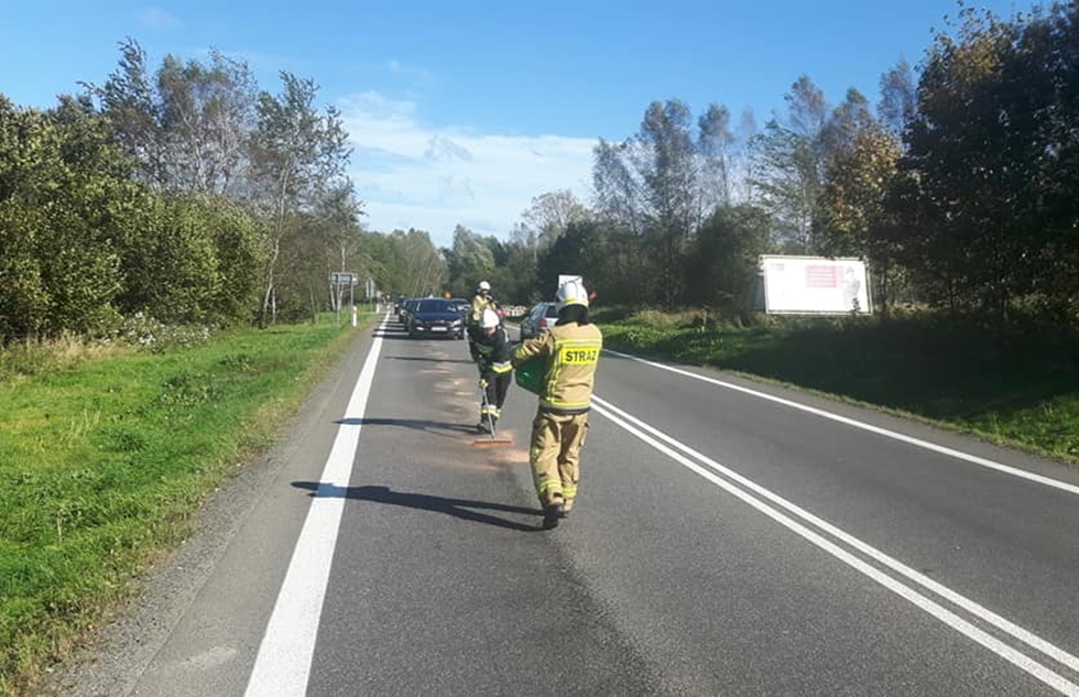 Plama substancji ropopochodnej na jezdni w Zagórzu! [FOTO] - Zdjęcie główne